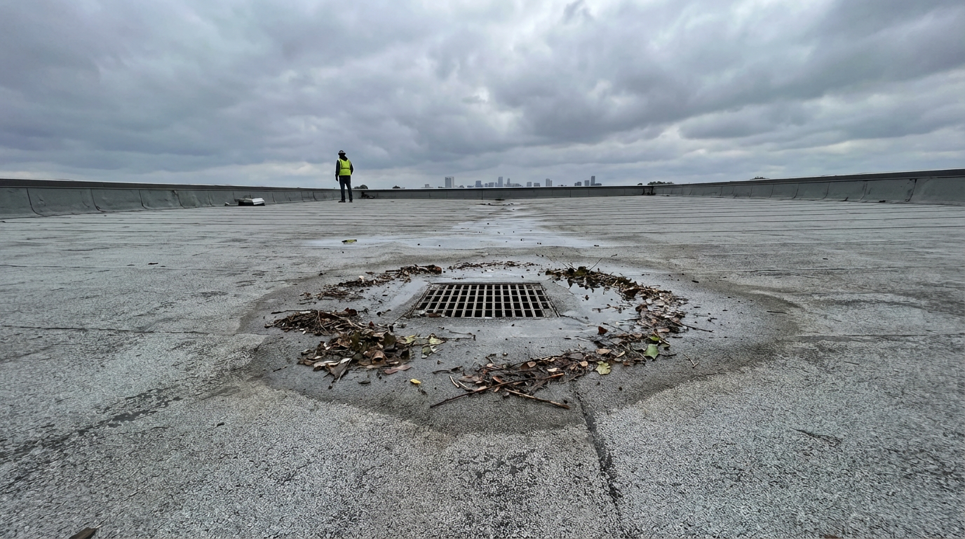 How Drainage Maintenance Protects Flat Roofing Systems